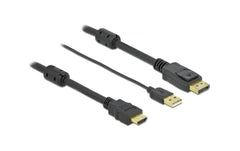Delock | Kabel HDMI – Displayport, HDMI/USB | Schwarz, 4K/30Hz, USB-A Stromversorgung