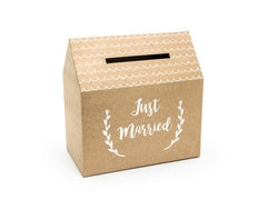Partydeco | Kartenbox just married | braun, 30 x 30.5 x 16.5 cm, 1 Stück