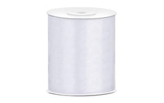 Partydeco, Satinband 10 cm x 25 m, Weiss