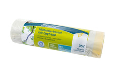 Haushaltsware | Secolan Mülleimerbeutel 35 Liter | 20 Stück pRolle, mit Zugband, 545 x 620 mm