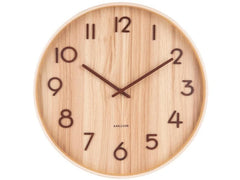 KARLSSON | Wanduhr Pure, Hellbraun | Lindenholz,40x4.5cm(DxT),exkl.1xAA Batterie