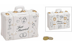 Spardose Koffer Just married aus Keramik