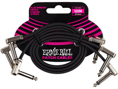 Ernie Ball | 6222 Patchkabel | flach, gew./gew., schwarz, 30 cm, 3er