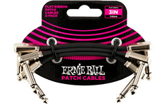 Ernie Ball | 6220 Patchkabel | flach, gew./gew., schwarz, 7.5 cm, 3er