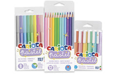 Carioca | Set Pastell 26 Stück | 8 Fasermaler, 12 Farbstifte, 6 Textmarker