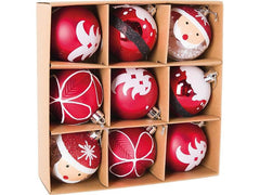 Dekomat AG | Dekomat Christbaumkugeln, Rot-Weiss | 9 Kugeln, D: 6 cm