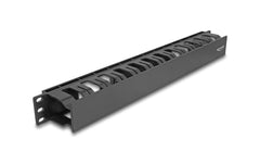 Delock | Kabelmanagement Rangierpanel Schwarz | mit 2 Öffnungen, 1HE, aus Kunststoff