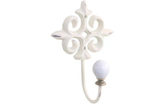 Chic Antique | Haken mit Dekor, Antique Creme | 13x8.5x6 cm (HxLxB), Eisen