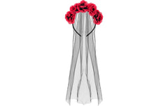 Partydeco Haarreif Rosen rot/schwarz