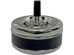 Dameco | Aschenbecher, Schleuderdeckel | Lederoptik, Metall, 11x10 cm (DxH)