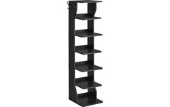 VASAGLE | Schuhgestell, 6 Ablagen, Schwarz | 26.4x30x110.4 cm, Spanplatte, Stahl