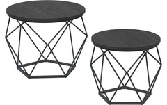 VASAGLE | Couchtisch 2er Set, Schwarz | 50x40.6 cm (DxH), Spanplatte, Stahl