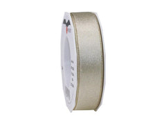 Pattberg | Geschenkband Satin | 25 mm x 20 m, creme/gold
