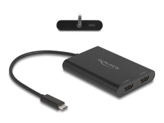 Delock | Adapter USB-C zu 2x HDMI/USB-C PD | DisplayLink, 4K 60Hz, USB PD 3.0
