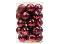 COCON | Weihnachtskugel 34 Stück, Bordeaux | Kunststoff, D: 4cm