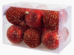 COCON | Weihnachtskugeln rot, 12 Stk. | Kunststoff, D: 8cm