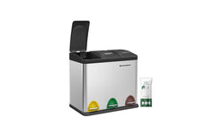 Songmics | Treteimer 3x8 Liter, Silber | 24 Liter, 46.5x29.5x40.5cm,Stahl,Kunststoff