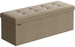 Songmics | Sitztruhe Ottomane, 110x38x38 cm | Braun, MDF, Schaumstoff