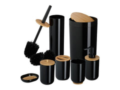 relaxdays | Badezimmer Set | 7-teilig, Schwarz