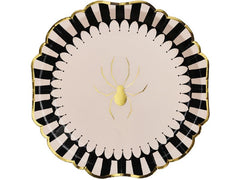 Partydeco | Teller Spinne | 23 cm, schwarz/gold, 6 Stk