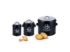 relaxdays | Kartoffelbehälter 3er Set, Schwa | 3er Set, Schwarz