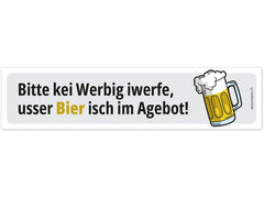 Swissmeme | Sticker | Kei Werbig, usser Bier!, 14.8 x 3.5 cm