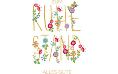 ABC Glückwunschkarte, blumige Buchstaben