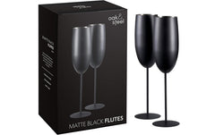 Oak&Steel Sektgläser Schwarz matt, 2er Set
