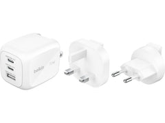 Belkin | BoostCharge Ladegerät mit Steckertip | 2x USB-C, 1x USB-A, steckertipps UK, EU, US