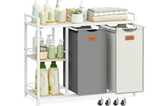 Vasagle Wäschekorb mit Ablage Grau-Beige
