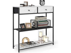 VASAGLE | Konsolentisch Schwarz-Marmor | 76x24x79.9 cm (LxBxH), Spanplatte, Stahl