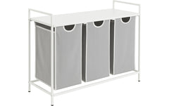 relaxdays | Wäschesammler mit 3 Fächern | MDF, China, Weiss/Grau