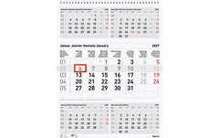 Biella | Wandkalender 2027 5-Monatskalender | 31 x 40 cm, 5 Monate pro Seite, grau
