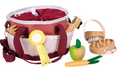 Pferdepflegeset mit Tasche rot