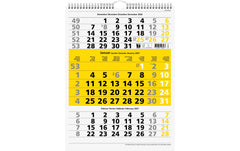 Simplex | 3-Monats-Wandkalender 2027 | Sonntage gelb, Spiralbindung, 310x400mm