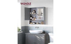 VASAGLE | Spiegelschrank, Grau | 56.5x13x58.5 cm, Glas, MDF