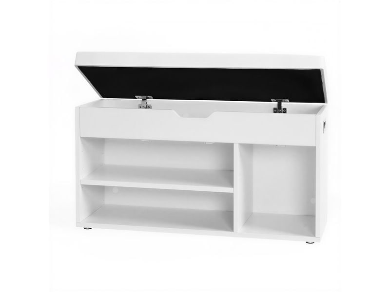 VASAGLE | Schuhschrank gepolster, Weiss | 80x30x44 cm, MDF, Spanplatte, Kunstleder