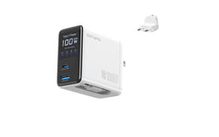 4smarts | GaN Flex Screen AI, Weiss | 100W, 2x USB-C, 1x USB-A