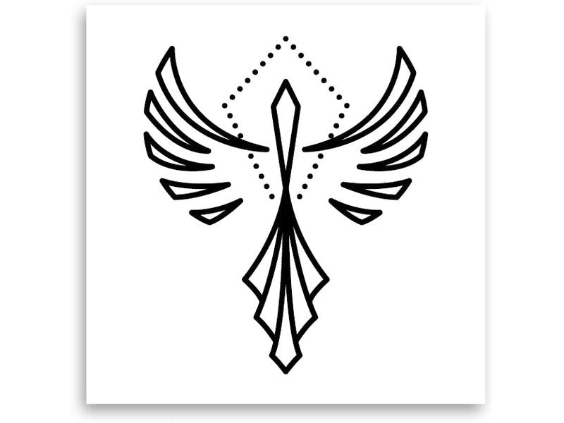 minink | Tattoo Abstrakter Phönix | Grösse: S (3.5 cm x 4.2 cm)
