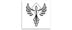 minink | Tattoo Abstrakter Phönix | Grösse: S (3.5 cm x 4.2 cm)