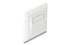 Delock | Keystone Anschlussdose 2 Port | Reinweiss RAL 9010, Staubschutz, DE Norm