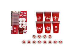 Sombo | Trinkspiel Fun Pong 36tlg. CH | 24 Becher & 12 Bälle
