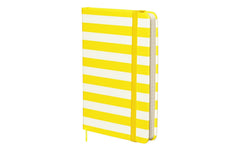 Kolma | Notizbuch A6 Stripy Lemon/Weiss | Hardcover, 150 Seiten, kariert
