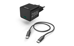 Hama | Schnellladegerät Ladekabel USB-C | Mini-Ladegerät, PD, 25W, 1 m, Schwarz