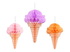Partydeco | Seidenpapier Eiscreme | farbig, 20-30 cm, 3 Stk