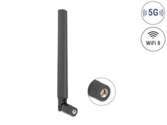 Delock | 5G LTE GNSS WiFi 6 Antenne SMA St | 4,1 dBi, omni, mit Kippgelenk, schwarz