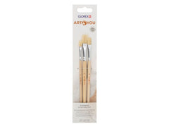 Glorex | Borstenpinsel | 3er Set Flach, Gr. 4,8,12
