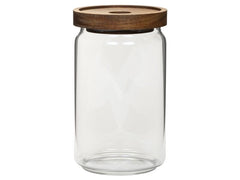 COCON | Vorratsdose rund 700ml | Glas, 9x15.3cm, Deckel Akazie