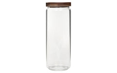 COCON | Vorratsdose rund 1300ml | Glas, 9x25.4cm, Deckel Akazie