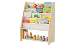 relaxdays | Kinderregal mit 4 Stofftaschen | Grösse: ca. 78 x 64 x 28 cm